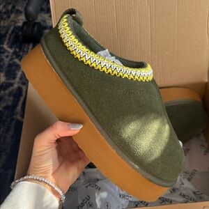 Olive Green Platform Mules by GANNI